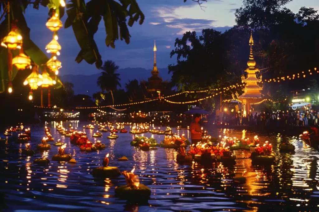 Loy Krathong Ljusfestival Thailand
